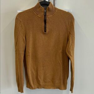 Tasso Elba Men's Brown Ribbed Zip-Up Sweater